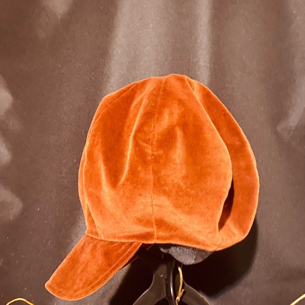 Authentic American Heritage paperboy 1930s Velvet Cap in Rich Orange